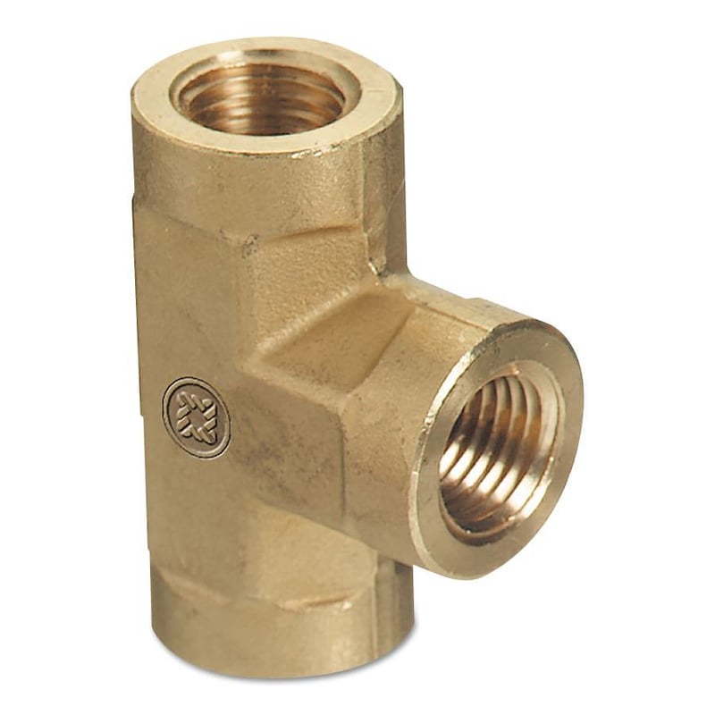 Pipe Thread Tees Connector 3000 PSIG Brass 1/4 in NPT (Branch ...